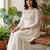 Women white silk sequin emroidery work kurta set
