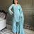 Women sky blue silk sequin emroidery work kurta set
