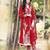 red embroidered georgette semi stitched salwar with dupatta