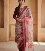 Women maroon silk sequin emroidery work kurta set