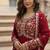 Women maroon silk sequin emroidery work kurta set
