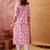 Women pink cotton sequin emroidery work kurta set
