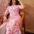 Women pink cotton sequin emroidery work kurta set