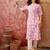 Women pink cotton sequin emroidery work kurta set