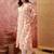 Women orange cotton sequin emroidery work kurta set
