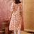 Women orange cotton sequin emroidery work kurta set