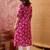 Women pink cotton sequin emroidery work kurta set