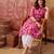 Women pink cotton sequin emroidery work kurta set