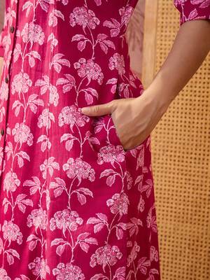 Women pink cotton sequin emroidery work kurta set 5