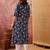 Women navy blue cotton sequin emroidery work kurta set