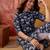 Women navy blue cotton sequin emroidery work kurta set