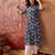 Women navy blue cotton sequin emroidery work kurta set
