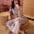 Women grey cotton sequin emroidery work kurta set