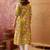 Women yellow cotton sequin emroidery work kurta set