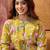 Women yellow cotton sequin emroidery work kurta set