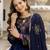 Women blue velvet sequin emroidery work kurta set