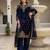 Women blue velvet sequin emroidery work kurta set