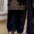 Women blue velvet sequin emroidery work kurta set