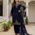 Women blue velvet sequin emroidery work kurta set
