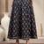 Green floral printed cotton flared maxi skirt for women