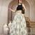 Cream floral printed cotton flared maxi skirt for women