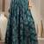 Teal floral printed cotton flared maxi skirt for women
