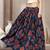 Blue floral printed cotton flared maxi skirt for women