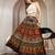 Green floral printed cotton flared maxi skirt for women