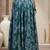 Teal floral printed cotton flared maxi skirt for women