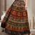 Green floral printed cotton flared maxi skirt for women