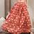 Red floral printed cotton flared maxi skirt for women