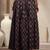 Blue floral printed cotton flared maxi skirt for women
