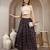 Blue floral printed cotton flared maxi skirt for women