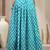 Sky-blue floral printed cotton flared maxi skirt for women