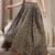 Green floral printed cotton flared maxi skirt for women
