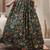 Green floral printed cotton flared maxi skirt for women