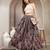 Blue floral printed cotton flared maxi skirt for women
