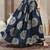 Blue floral printed cotton flared maxi skirt for women