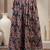 Blue floral printed cotton flared maxi skirt for women