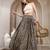 Green floral printed cotton flared maxi skirt for women