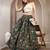 Green floral printed cotton flared maxi skirt for women