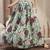 Green floral printed cotton flared maxi skirt for women