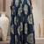 Blue floral printed cotton flared maxi skirt for women