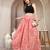 Pink floral printed cotton flared maxi skirt for women