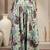 Green floral printed cotton flared maxi skirt for women
