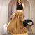 Yellow floral printed cotton flared maxi skirt for women