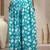 Sky-blue floral printed cotton flared maxi skirt for women