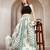 Teal floral printed cotton flared maxi skirt for women