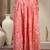 Pink floral printed cotton flared maxi skirt for women