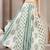 Teal floral printed cotton flared maxi skirt for women